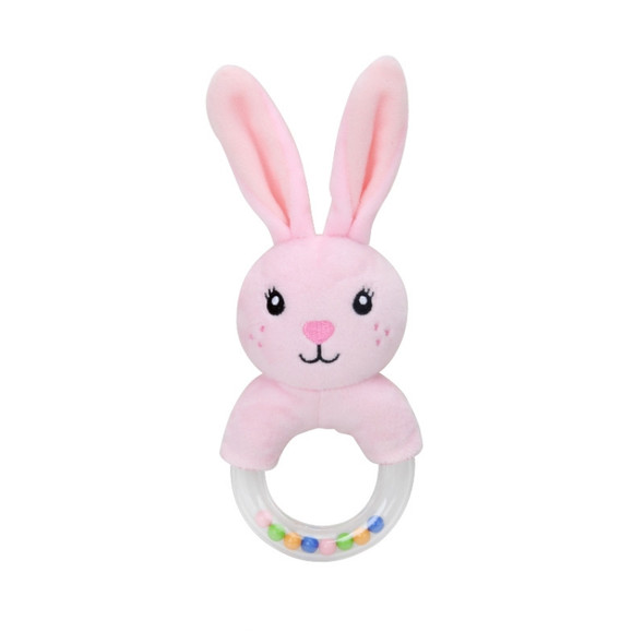 0-24M Baby Cute Creative Cartoon Rabbit Fox Sheep Hand Ring Ring Rattle(Pink Rabbit)