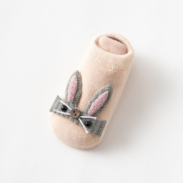 Autumn and Winter Terry Thick Three-dimensional Rabbit Anti-skid Cotton Socks Baby Floor Socks, Size:M(Beige)