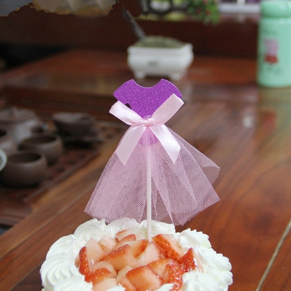 3 PCS Ballet Girl Skirt Cake Dessert Decoration Inserted Card Parties(Purple Skirt)