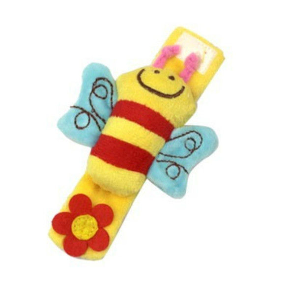 Soft Animal Plush Wrist Rattle Enlightenment Puzzle Baby Toy(Bee)