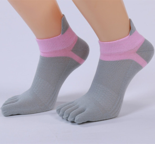Ladies Finger Socks Cotton Breathable Mesh Socks Sock Mouth Foot Design Split Socks(Gray)