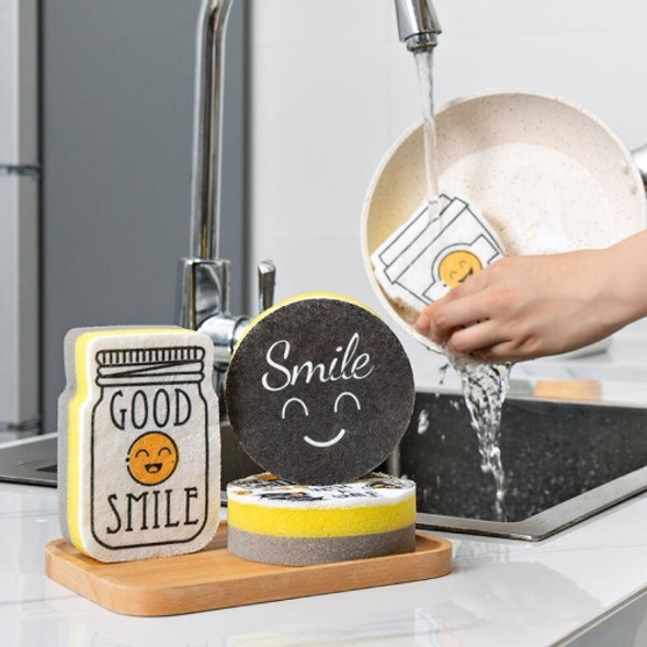 4 PCS/Set Cartoon Smiley Dishwashing Sponge Wipe Kitchen Double-sided Scouring Pad, Style:Sponge Wipe