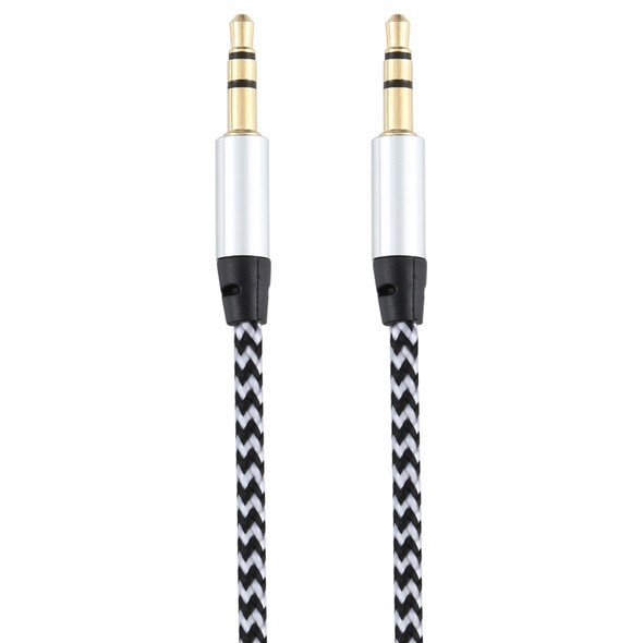 3 PCS K10 3.5mm Male to Male Nylon Braided Audio Cable, Length: 1m(Silver)