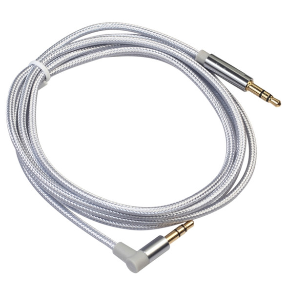 AV01 3.5mm Male to Male Elbow Audio Cable, Length: 1.5m (Silver Grey)