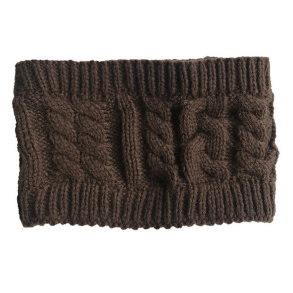 Women Autumn / Winter Topless Twist Knit Wool Warm Hat Headband Earmuffs(Coffee)