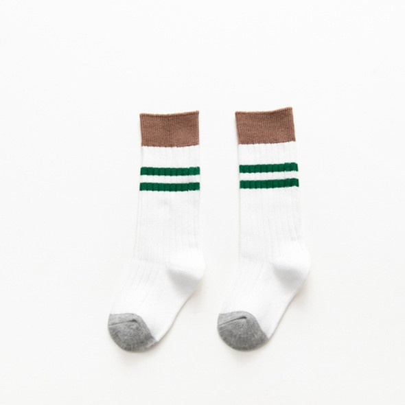 Fashion Trend Color Matching Horizontal Stripe Cotton High Knee Stocks for Boys And Girls, Size:S(White)