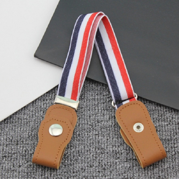 Snap Version Children Weaving Cloth Elastic Force Belt(Red White Blue Stripes)
