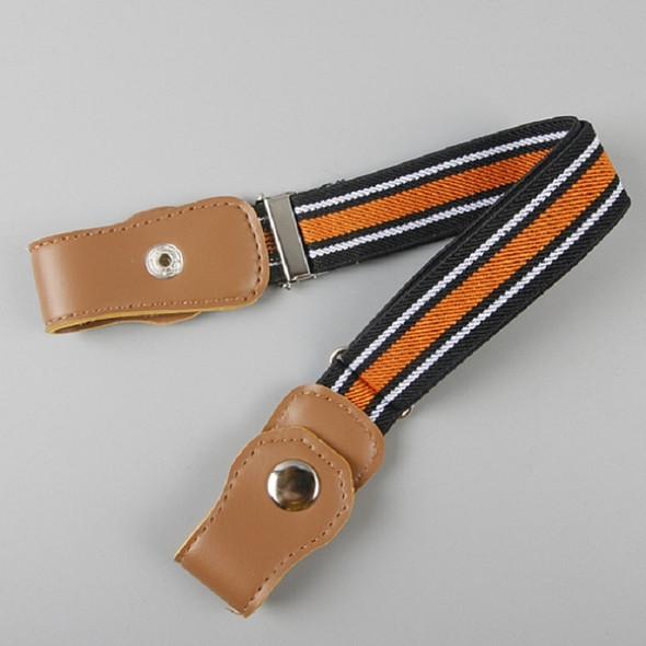 Snap Version Children Weaving Cloth Elastic Force Belt(Black And White Orange Stripes)
