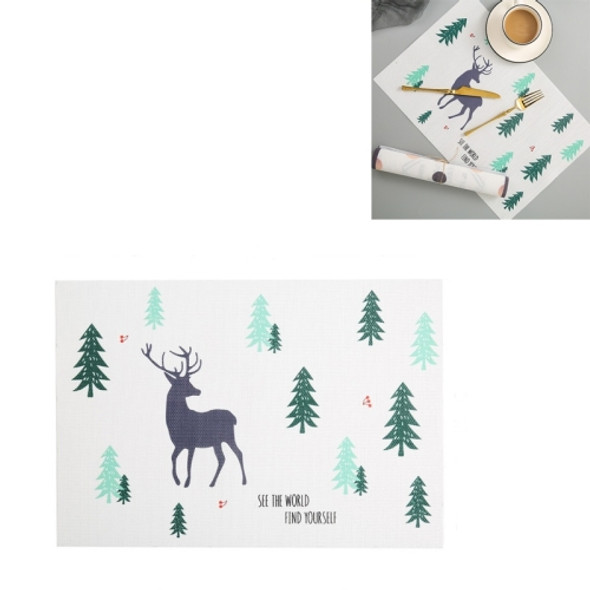 Simple Children Cute Cartoon Placemats Complementary Food Mats Waterproof and Oil Proof Insulation Coasters(Reindeer)
