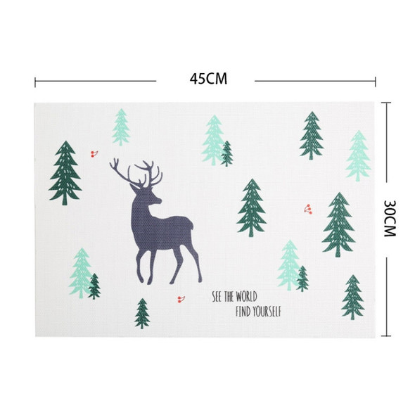 Simple Children Cute Cartoon Placemats Complementary Food Mats Waterproof and Oil Proof Insulation Coasters(Reindeer)