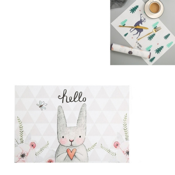 Simple Children Cute Cartoon Placemats Complementary Food Mats Waterproof and Oil Proof Insulation Coasters(Rabbit)