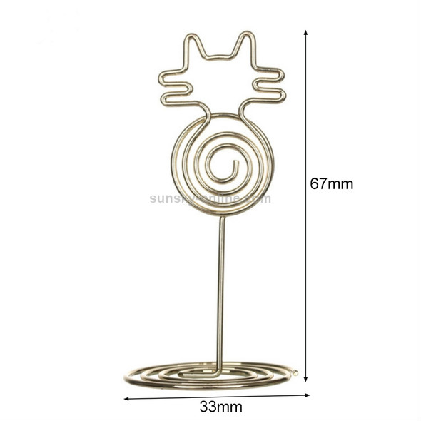 4 PCS Cartoon Cat Business Card Holder Metal Photo Clip Creative Desktop Note Clip(Gold)