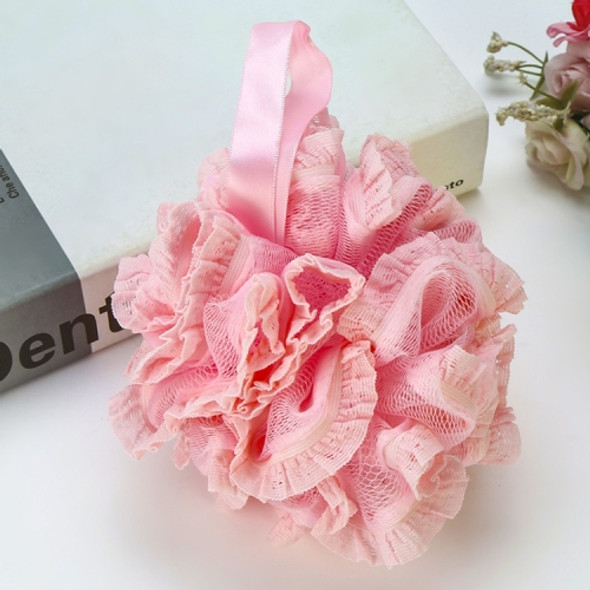 Thicken Lace Polyfoam Bath Ball Bath Flower with Rope(Pink)