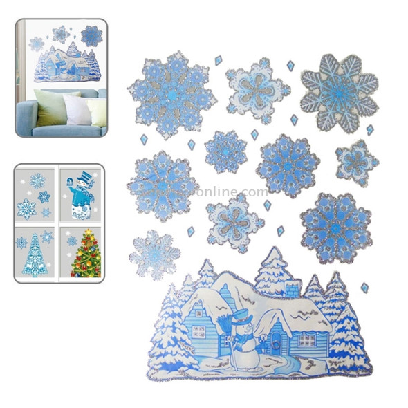 Christmas Series Snow and Christmas Tree Pattern Glitter Window Stickers, Size:41cm*29cm