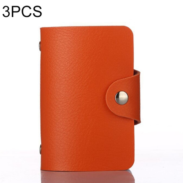 3 PCS Upgraded Version Card Bag Business Card Transparent Protective Cover Color Storage Card Holder, Specification:24 Cards Single Side Single Page(Orange)