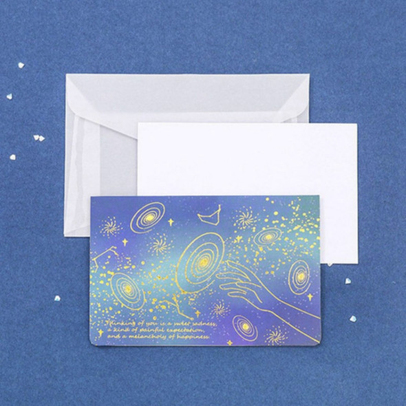 3 PCS Sulfuric Acid Paper Bronzing Folding Greeting Card Holiday Birthday Postcard Beautiful Envelope Set(Walking All The Way)