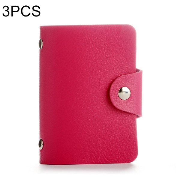3 PCS Upgraded Version Card Bag Business Card Transparent Protective Cover Color Storage Card Holder, Specification:10 Card Slots(Rose Red)