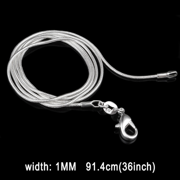 1MM Personality Fashion Silver Plated Snake Bone Chain(Silver length:36 inch)