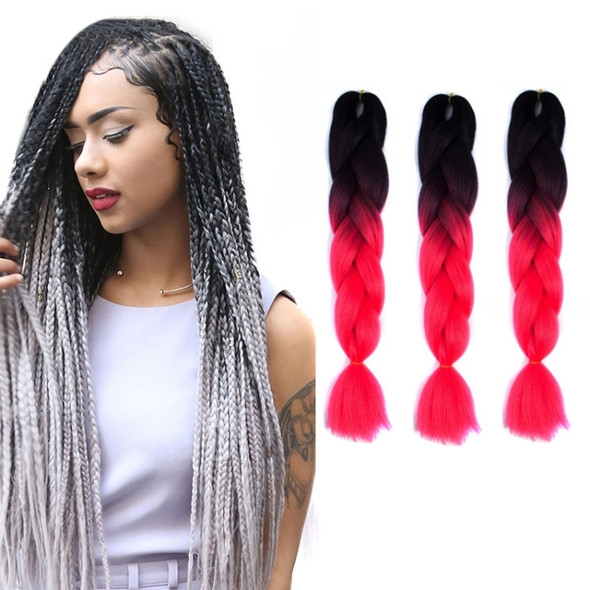 Fashion Color Gradient Individual Braid Wigs Chemical Fiber Big Braids, Length: 60cm(03Black+Peach Red)