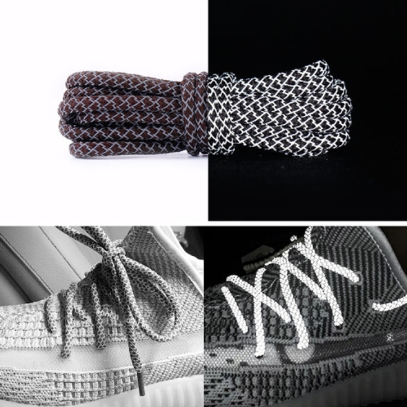 Reflective Shoe laces Round Sneakers ShoeLaces Kids Adult Outdoor Sports Shoelaces, Length:140cm(Coffee)