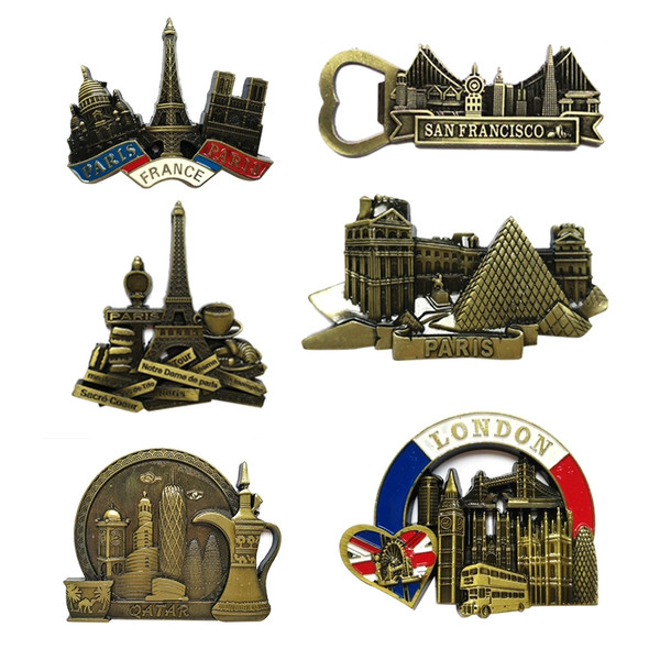 Architectural Landscape Metal Magnetic Refrigerator Stickers Home Decoration( Representative Buildings in France)