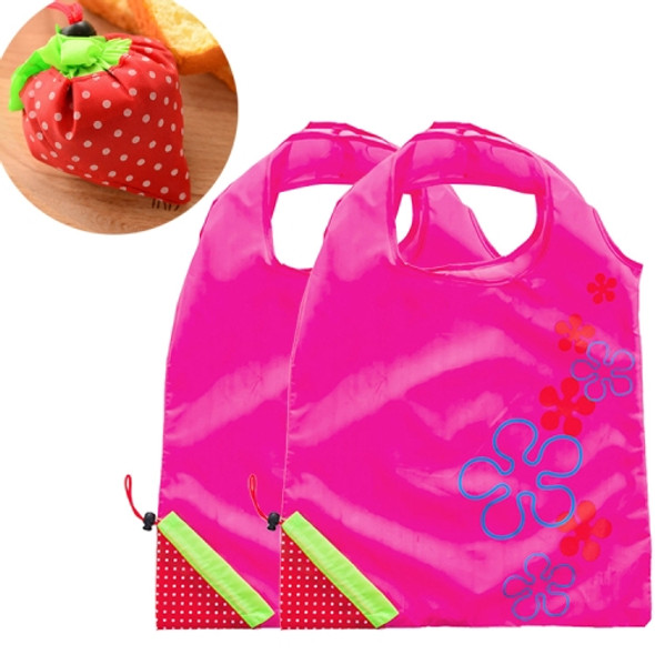 2 PCS Creative Strawberry Shopping Reusable Folding Reusable Grocery Shopping Bag(Rose Red)