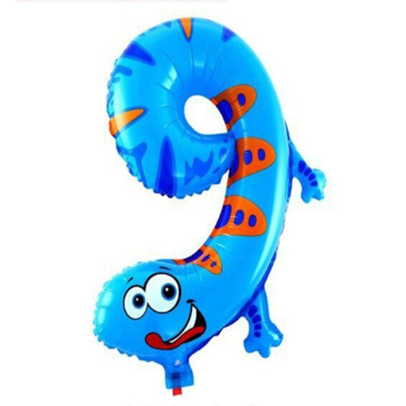 3 PCS 0-9 Digital Cartoon Children Birthday Party Decorated Aluminum Balloon(Number Nine)