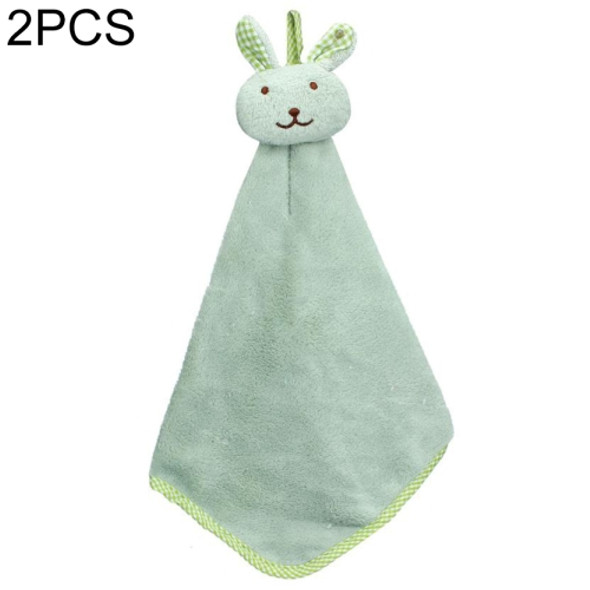 2 PCS Cartoon Coral Velvet Rabbit Wipes Towel(Green)