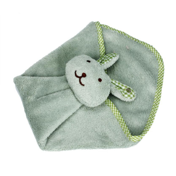 2 PCS Cartoon Coral Velvet Rabbit Wipes Towel(Green)