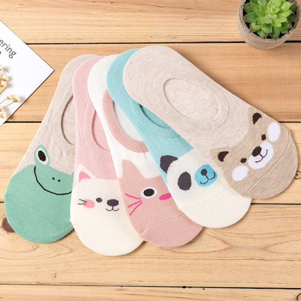 10 Pairs Candy Color Small Animal Cartoon Pattern Boat Sock for Summer Breathable Casual Girls Funny Fashion Socks(pink tortoise)