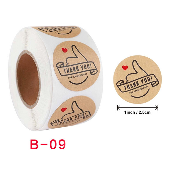 10 PCS Kraft Paper Roll Sticker Thank You Sticker Label Red Love Envelope Decoration, Size: 2.5cm/1inch(B-09)