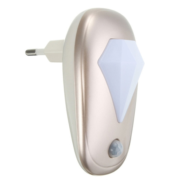 Light Control + Human Body Induction Auto Sensor Smart LED Night Light Emergency Lamp for Bedroom, Bathroom, Kitchen, Corridor Aisle, AC 100-240V, EU Plug(Gold)