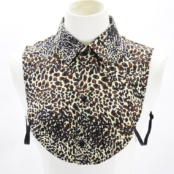 Leopard False Collar Shirt Collar Clothing Accessories, Size:One Size(Brown Small Leopard Print)