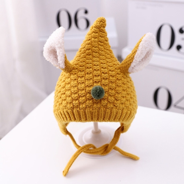 MZ9943 Spiked Rabbit Ears Knitted Hat Baby Autumn And Winter Ear Protection Cap Warm Woolen Hat, Size: One Size(Yellow)