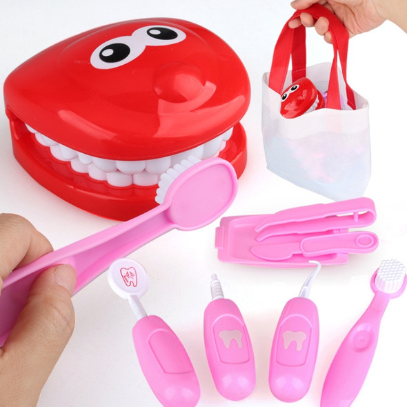 9 PCS / Set Pretend Play Toy Dentist kit Educational Role Play Simulation Learing Toys for Children Kids(Pink)