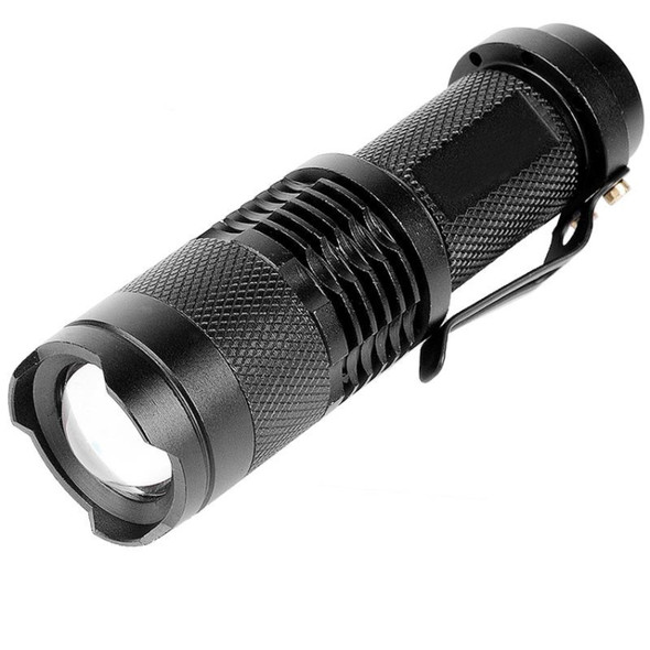 SK68 180lm Zoom Lens LED Flashlight, CREE Q3-WC LED,  1-Mode, White Light, with Clip(Black)