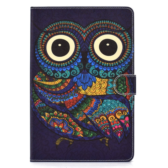 For 8 inch Universal Colored Drawing Pattern Horizontal Flip PU Leather Case with Holder & Card Slots(Owl)