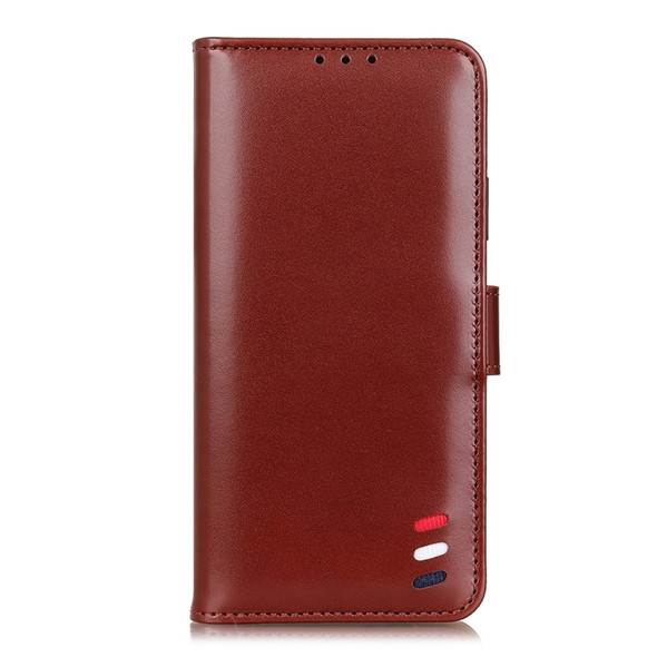 For HTC Desire 20 Pro 3-Color Pearl Texture Magnetic Buckle Horizontal Flip PU Leather Case with Card Slots & Wallet & Holder(Brown)