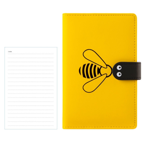 A6 Bee Pattern PU Cover Thread-bound Notebook Diary Book (Yellow-Ruled)