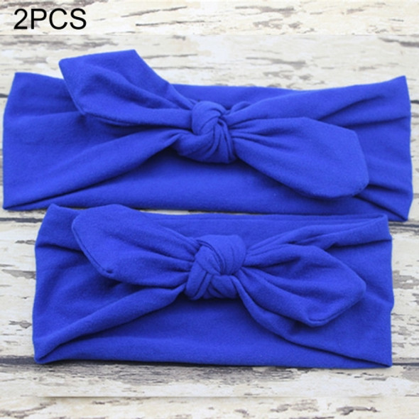 2 in 1 Mom and Baby Parent-child Creative Cute Bowknot Elastic Cotton Hair Band (Dark Blue)