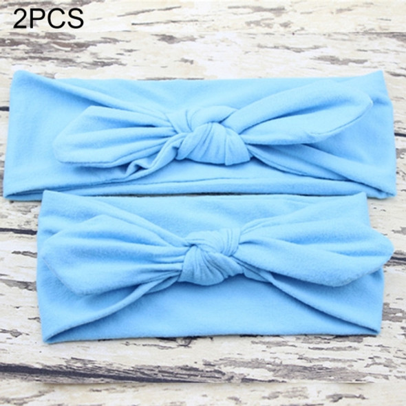 2 in 1 Mom and Baby Parent-child Creative Cute Bowknot Elastic Cotton Hair Band (Blue)