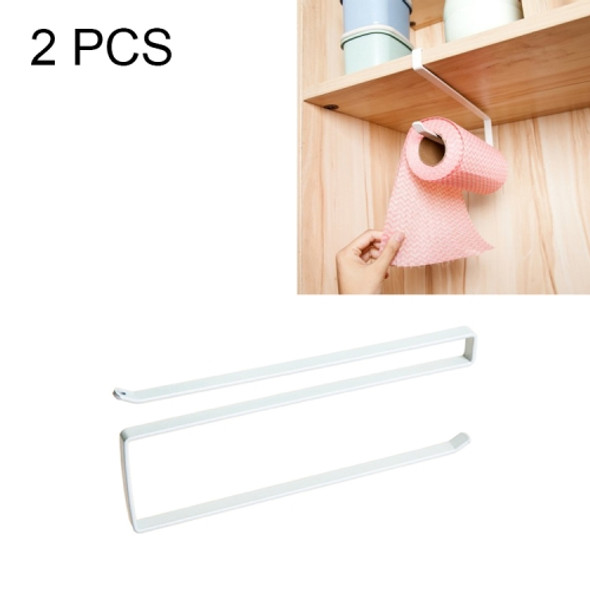 2 PCS Stainless Metal Kitchen Toilet Paper Towel Rack Paper Towel Roll hHolder Cabinet Hanging Shelf Preservative Film Storage Rack,Size:19*10.8*1.2cm