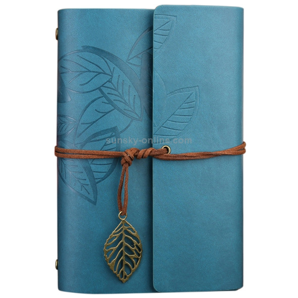 Creative Retro Autumn Leaves Pattern Loose-leaf Travel Diary Notebook, Size: L (Blue)