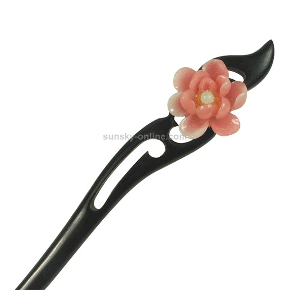 Classical Ebony Antique Hairpin Hair Dress Headdress-Wanyue Jade Flower + Gift Box, Gift Box Colors Are Random (Red)