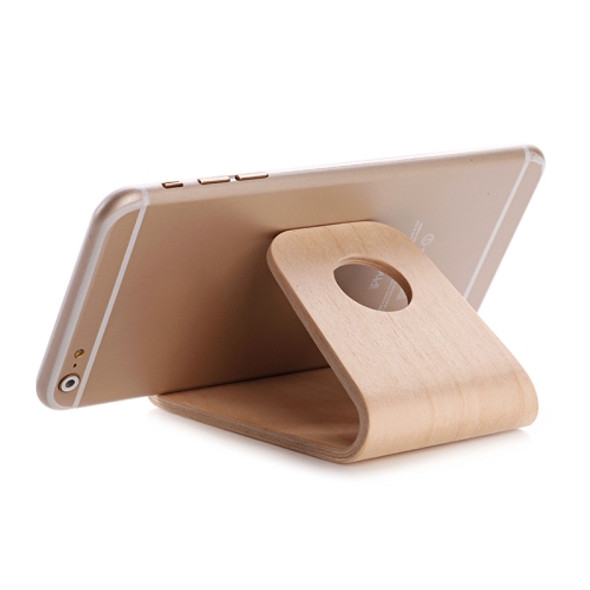 JS01 Wooden Desktop Phone Holder Universal Curved Wood Support Frame For Tablet Phones (Lindens)