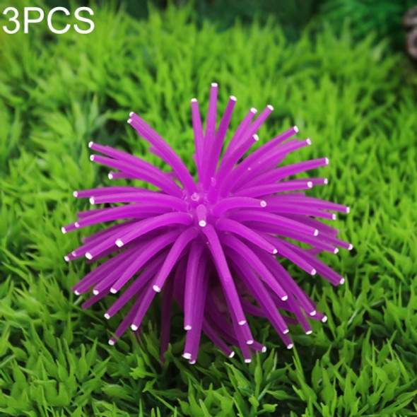 3 PCS Aquarium Articles Decoration TPR Simulation Sea Urchin Ball Coral with Point, Size: M, Diameter: 10cm(Purple)