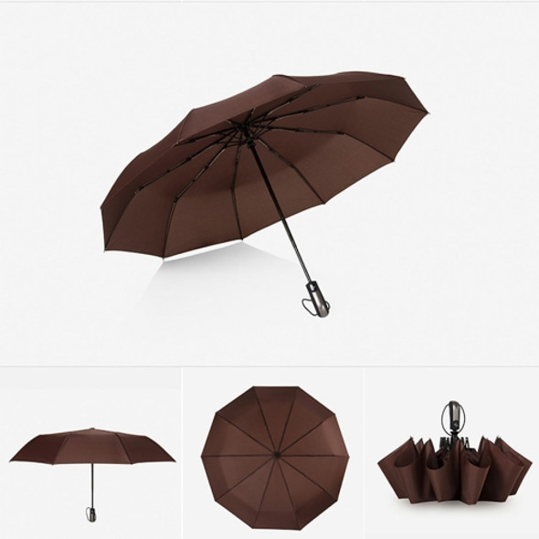 Automatic Lightweight Portable Three Folding Waterproof Anti-UV Umbrella(Coffee)