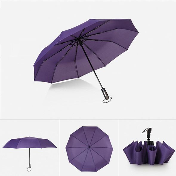 Automatic Lightweight Portable Three Folding Waterproof Anti-UV Umbrella(Purple)