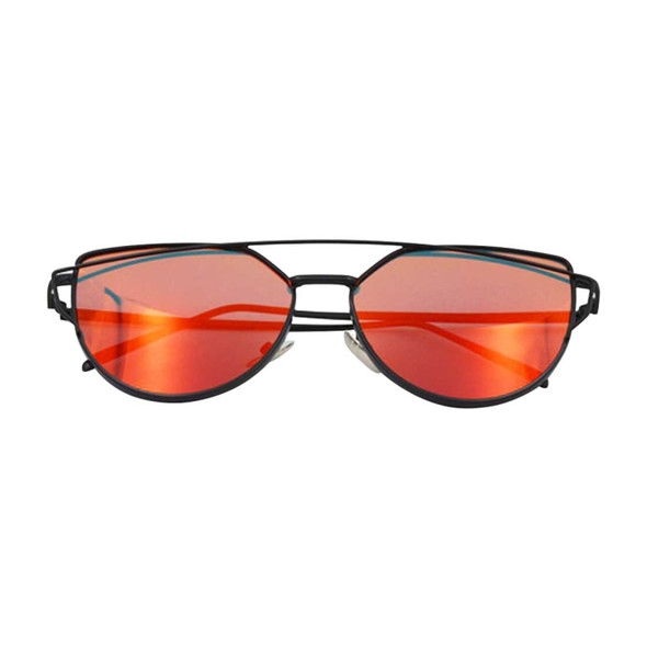 Unisex Fashion Color Film UV400 Reflective Sunglasses (Black + Red)