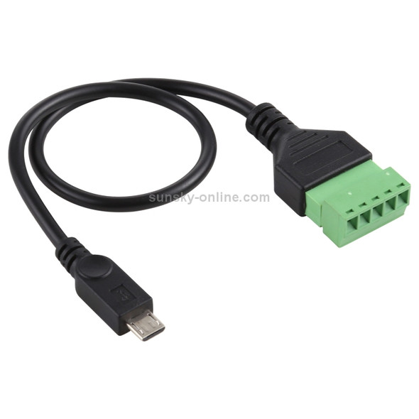 Micro USB Male to 5 Pin Pluggable Terminals Solder-free USB Connector Solderless Connection Adapter Cable, Length: 30cm